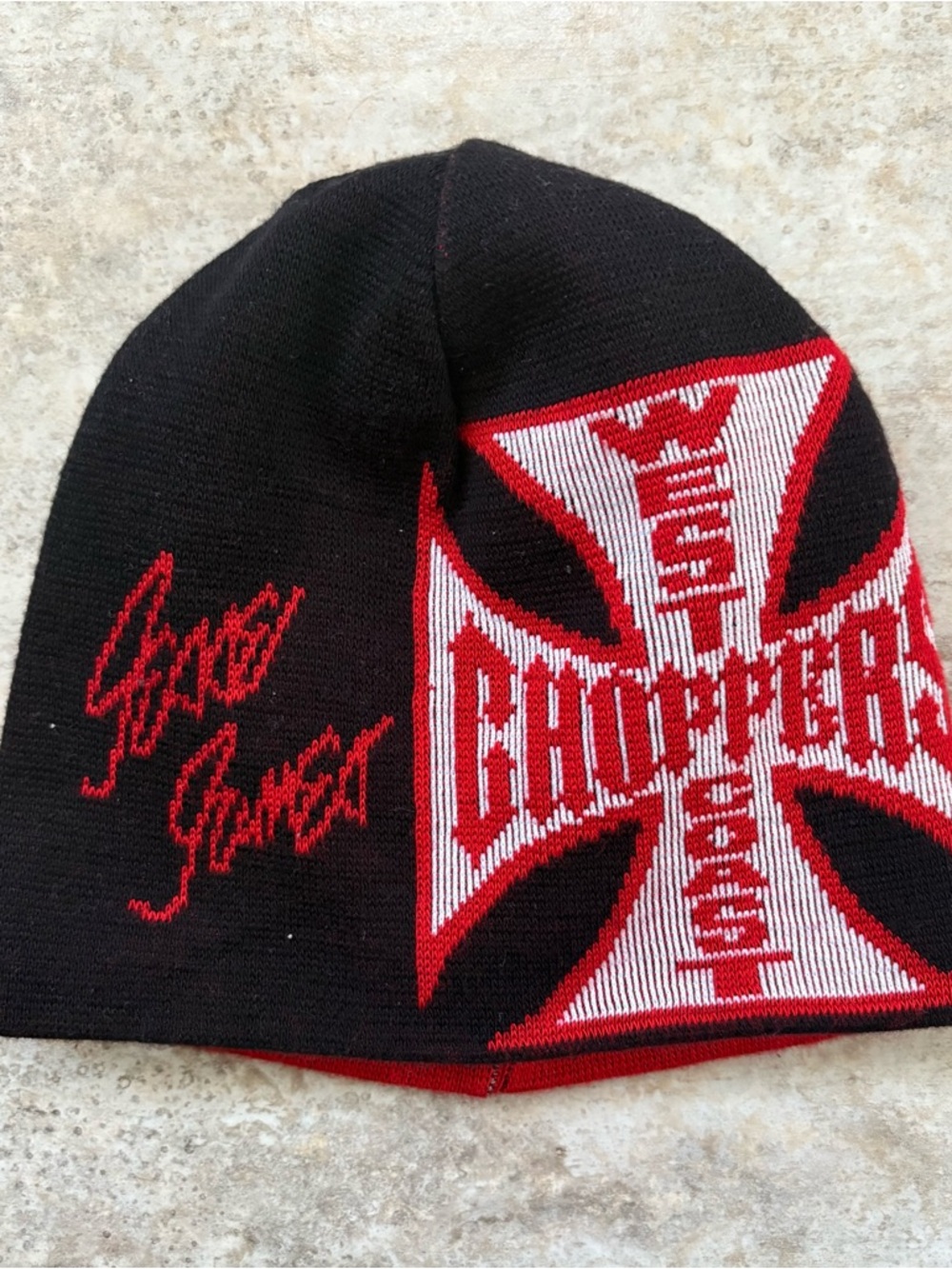 Authentic and rare! Black & Red reversible West Coast Choppers Beanie